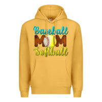 Mustard Baseball Mom Softball Premium Hoodie - BundleAndBundleShop