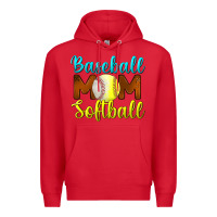 Red Baseball Mom Softball Premium Hoodie - BundleAndBundleShop