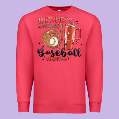 Hot Mess Always Stressed Baseball Mama Stanley Cup Premium Sweatshirt Designed By Maliassmallbusiness