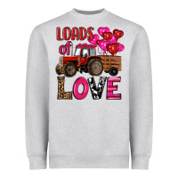 Heather Grey valentine's day loads of love tractor with pin heart balloons Heavyweight Sweatshirt - RanaPortraitStore