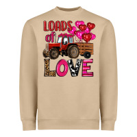 Valentine's Day Loads Of Love Tractor With Pin Heart Balloons Heavyweight Sweatshirt | Teevron