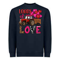 Navy valentine's day loads of love tractor with pin heart balloons Heavyweight Sweatshirt - RanaPortraitStore
