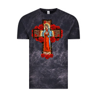 Cloud Black lady of guadalupe rose cross, Vintage Tee - BarkalooDesign