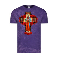 Cloud Purple lady of guadalupe rose cross, Vintage Tee - BarkalooDesign
