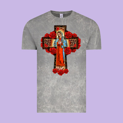 Lady Of Guadalupe Rose Cross, Vintage Tee Designed By Barkaloodesign