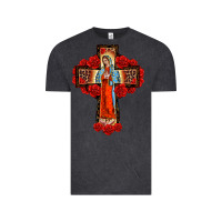 Vintage Black lady of guadalupe rose cross, Vintage Tee - BarkalooDesign