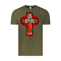 Vintage Olive lady of guadalupe rose cross, Vintage Tee - BarkalooDesign