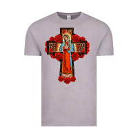 Vintage Zinc lady of guadalupe rose cross, Vintage Tee - BarkalooDesign