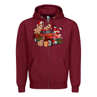 Burgundy christmas tree cake with farm track and santa ado Zipper Hoodie - AdoDesignShop