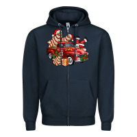 Navy christmas tree cake with farm track and santa ado Zipper Hoodie - AdoDesignShop