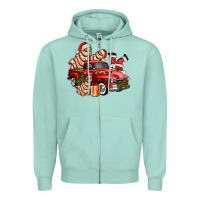 Seafoam christmas tree cake with farm track and santa ado Zipper Hoodie - AdoDesignShop