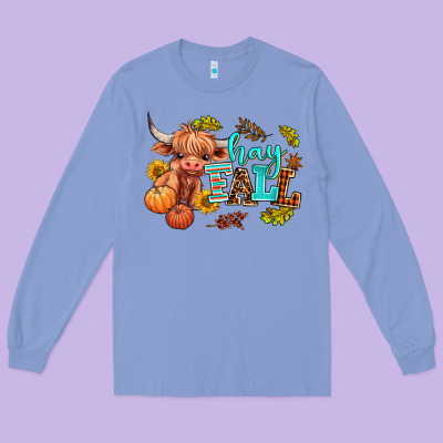 Hay Fall Heifer Long Sleeve Tee Designed By Adodesignshop