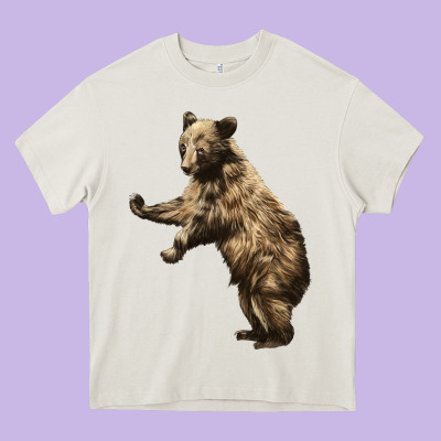 Brown Bear Cub Heavy Core Tee Designed By Lillyallendesigns