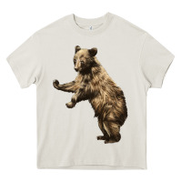 Cream Brown Bear Cub Heavy Core Tee - LillyAllenDesigns