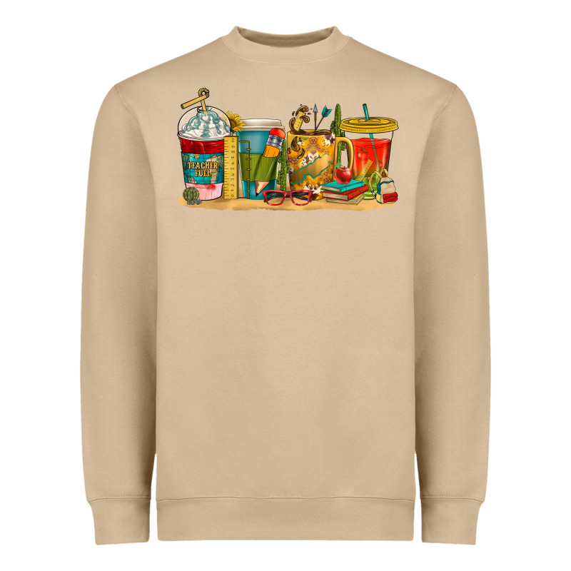 Teacher Fuel Coffee Cups Heavyweight Sweatshirt by texasbilliewilder | Teevron