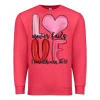Cardinal love never fails valentine s day Premium Sweatshirt - MaliasSmallBusiness