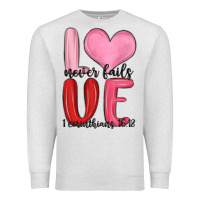Oatmeal Heather love never fails valentine s day Premium Sweatshirt - MaliasSmallBusiness