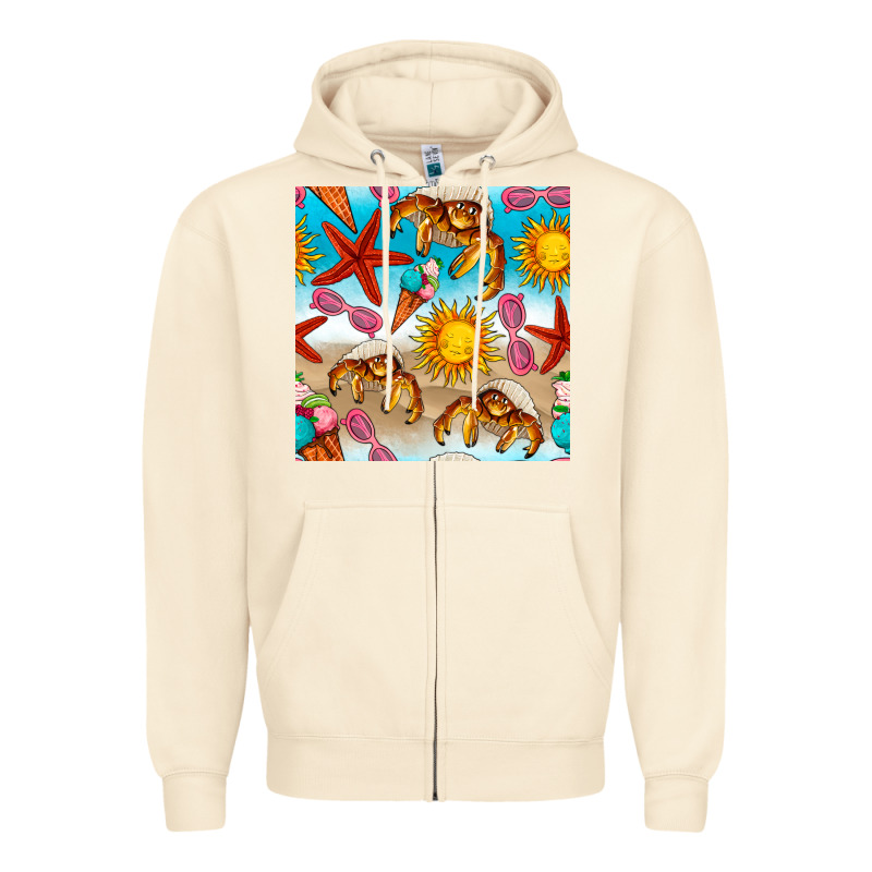Beach Seamless Pattern Zipper Hoodie by BundleAndBundleShop | Teevron