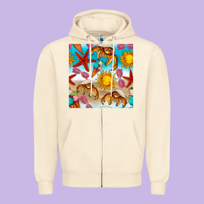 Beach Seamless Pattern Zipper Hoodie Designed By Bundleandbundleshop