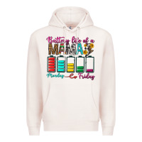 Pale Pink Battery Life Of A Mama Premium Hoodie - BundleAndBundleShop