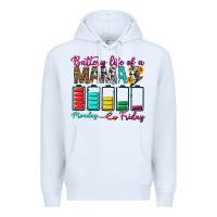 White Battery Life Of A Mama Premium Hoodie - BundleAndBundleShop