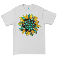 Dove Grey sunflower with gemstone and cowhide Premium Tee - Artiststas