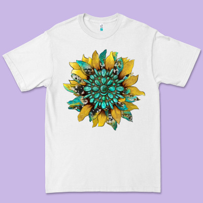 Sunflower With Gemstone And Cowhide Premium Tee Designed By Artiststas