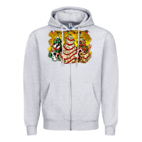 Heather Grey christmas tree cake and christmas pattern ado Zipper Hoodie - AdoDesignShop