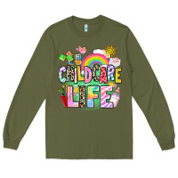 Army Green childcare life Long Sleeve Tee - AdoDesignShop