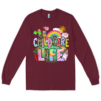 Burgundy childcare life Long Sleeve Tee - AdoDesignShop