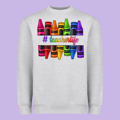Heavyweight Sweatshirt teacher life crayons