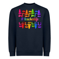 Navy teacher life crayons Heavyweight Sweatshirt - texasbilliewilder