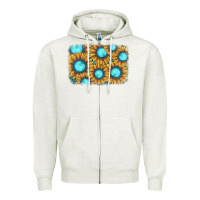 Oatmeal Heather sunflower gemstone background Zipper Hoodie - JahusDesignShop