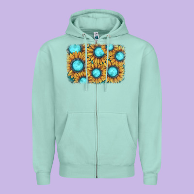Sunflower Gemstone Background Zipper Hoodie Designed By Jahusdesignshop