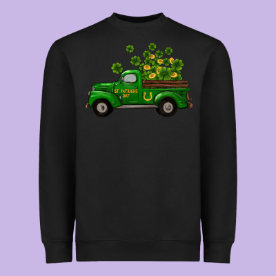Heavyweight Sweatshirt st patricks truck shamrock horseshoe gold