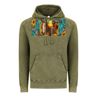 Vintage Olive horse and desert with sunflowers gemstone Vintage Hoodie - RanaPortraitStore