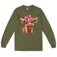 Army Green cute  heifer Long Sleeve Tee - AdoDesignShop