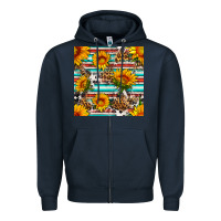 Navy serape leopard seamless pattern Zipper Hoodie - BundleAndBundleShop