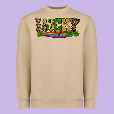 Heavyweight Sweatshirt st patricks shamrock gold with rainbow