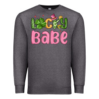 Charcoal Heather lucky babe st patrick s day Premium Sweatshirt - MaliasSmallBusiness