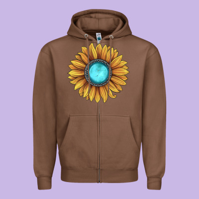 Sunflower Gemstone Zipper Hoodie Designed By Jahusdesignshop