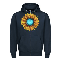 Navy sunflower gemstone Zipper Hoodie - JahusDesignShop