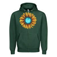 Sports Green sunflower gemstone Zipper Hoodie - JahusDesignShop