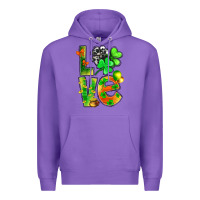Purple St.Patrick Love With Clover Premium Hoodie - BundleAndBundleShop