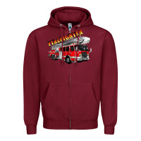 Burgundy firefighter fire truck Zipper Hoodie - Artiststas