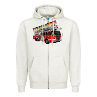 Oatmeal Heather firefighter fire truck Zipper Hoodie - Artiststas