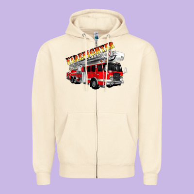 Firefighter Fire Truck Zipper Hoodie Designed By Artiststas