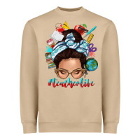 Mushroom teacher life messy bun Heavyweight Sweatshirt - texasbilliewilder