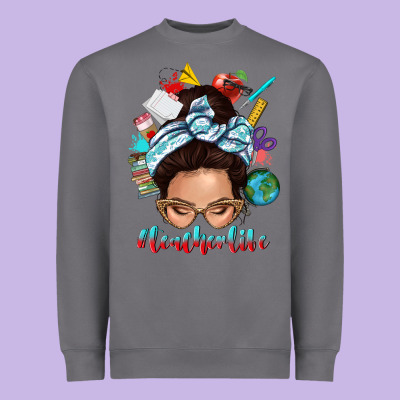 Heavyweight Sweatshirt teacher life messy bun