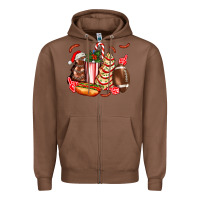 Chestnut Christmas tree cake American football  ball and hot dogs ado Zipper Hoodie - AdoDesignShop